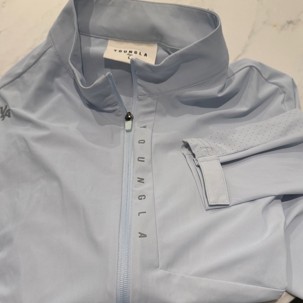 YOUNGLA Pale Blue Full Zip Performance Pullover🩵